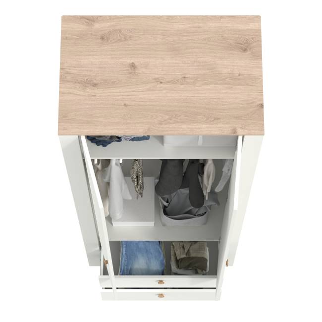 Шкаф для одежды с ящиками Джастин 13.339 цвет белый шагрень/дуб белый эксклюзив