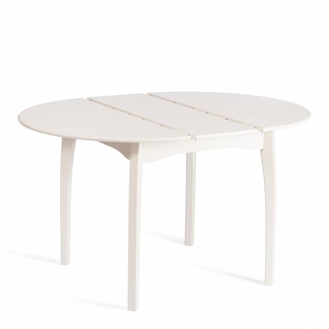 Стол обеденный раздвижной Диамант/Diamante бук, МДФ, шпон дуба, Д100х100-130х75см, айвори вайт Ivory white бук, мдф, шпон дуба