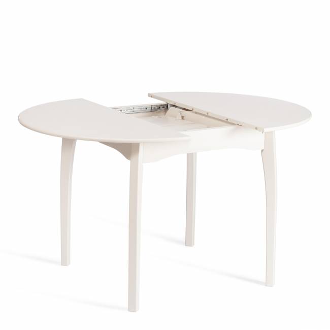 Стол обеденный раздвижной Диамант/Diamante бук, МДФ, шпон дуба, Д100х100-130х75см, айвори вайт Ivory white бук, мдф, шпон дуба