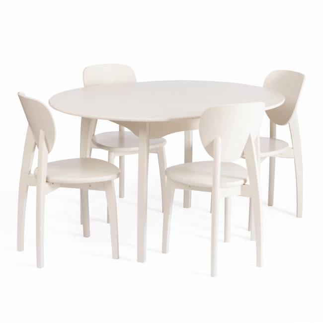 Стол обеденный раздвижной Диамант/Diamante бук, МДФ, шпон дуба, Д100х100-130х75см, айвори вайт Ivory white бук, мдф, шпон дуба