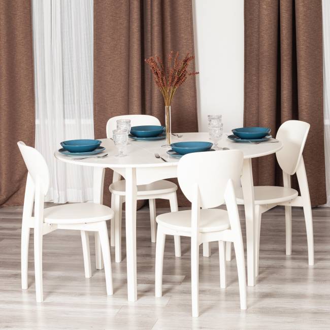 Стол обеденный раздвижной Диамант/Diamante бук, МДФ, шпон дуба, Д100х100-130х75см, айвори вайт Ivory white бук, мдф, шпон дуба