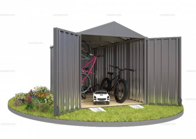 Хозблок SKOGGY секционный с двускатной крышей 4 х 2 м, цинковый