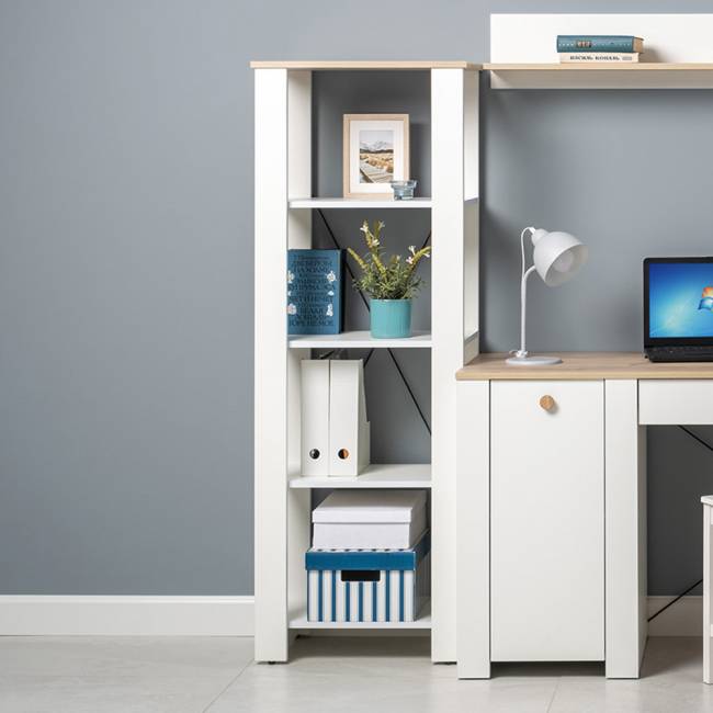 Стеллаж открытый Джастин 13.354 цвет белый шагрень/дуб белый эксклюзив