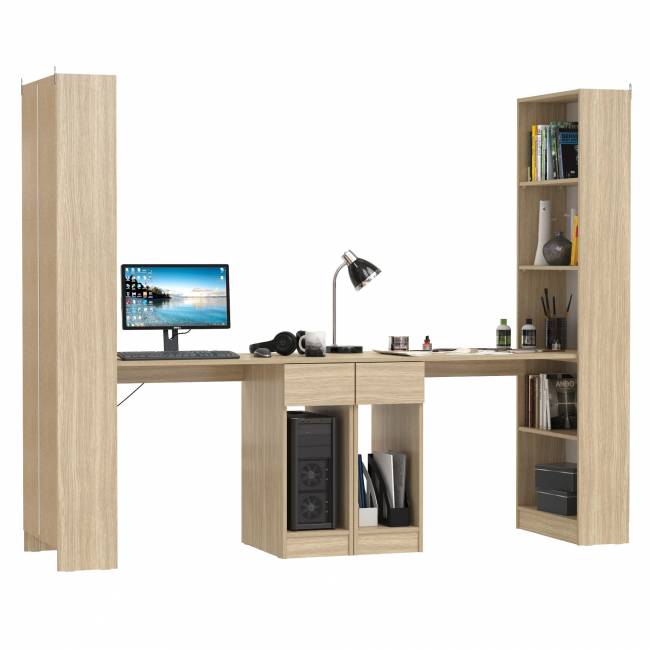 Комбинированные шкафы Лайт 10.01 с письменными столами с ящиком цвет плэйн Комбинированные шкафы Лайт 10.01 с письменными столами с ящиком цвет плэйн