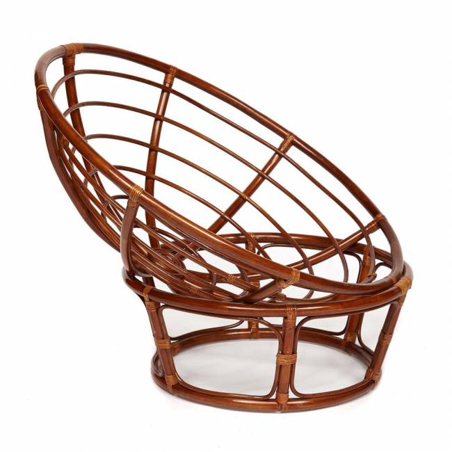 Кресло Папасан/Papasan (23/01 W) /с подушкой/ диаметр подушки 122см, 115х101х104см, пекан орех, ткань оранжевый, с 23 Pecan (орех)
