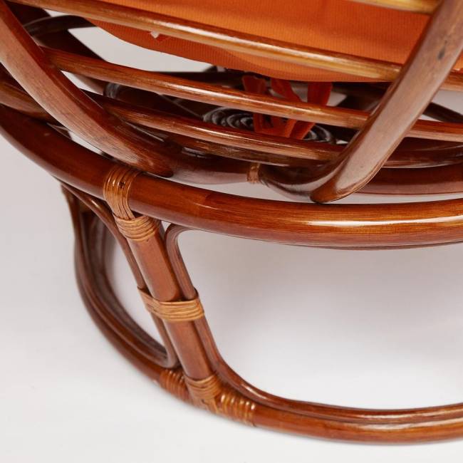 Кресло Папасан/Papasan (23/01 W) /с подушкой/ диаметр подушки 122см, 115х101х104см, пекан орех, ткань оранжевый, с 23 Pecan (орех)