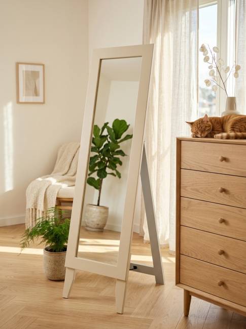 Зеркало напольное BeautyStyle 1 слоновая кость 130 см х 35 см