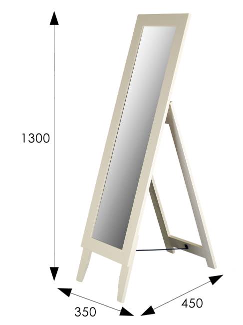 Зеркало напольное BeautyStyle 1 слоновая кость 130 см х 35 см