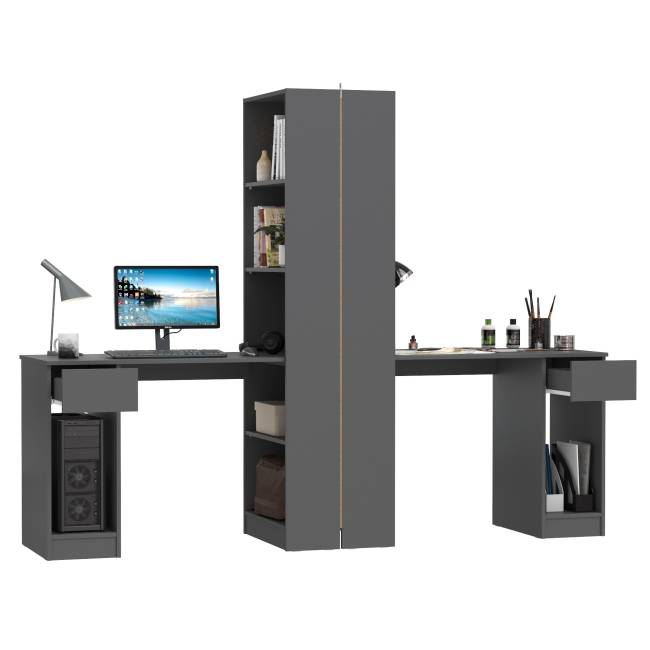 Шкафы комбинированные Лайт 10.01 с компьютерными столами цвет тёмно-серый Шкафы комбинированные Лайт 10.01 с компьютерными столами цвет тёмно-серый