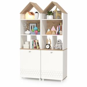 Два открытых стеллажа Эйп цвет белый/дуб белый