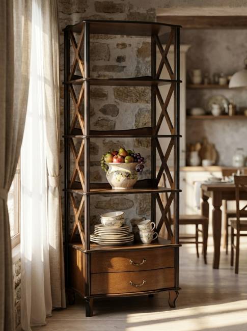 Этажерка Джульетта-4 широкая орех Л