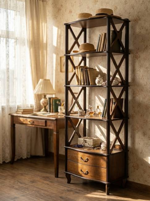 Этажерка Джульетта-4 широкая орех Л