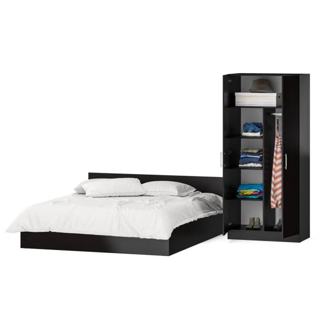 Кровать двуспальная 1800 со шкафом для одежды 2-х створчатым Стандарт цвет венге Кровать двуспальная 1800 со шкафом для одежды 2-х створчатым Стандарт цвет венге